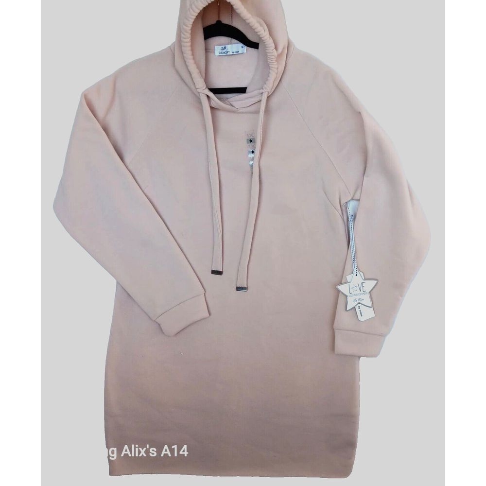 Roma Concept Women Dress Beige Love Spell Out Hoodie‎ Size 1XL